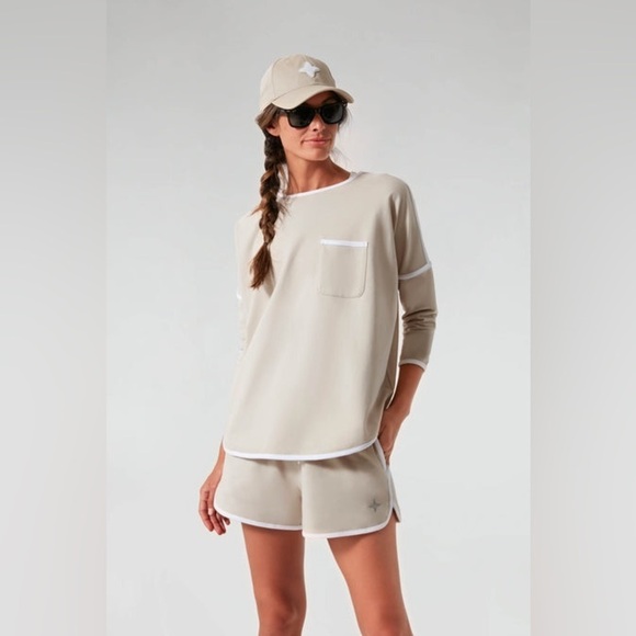 Tuckernuck Beige Sand & White Farah Terry Pullover Oversized Size XS/S Sporty - Picture 1 of 9